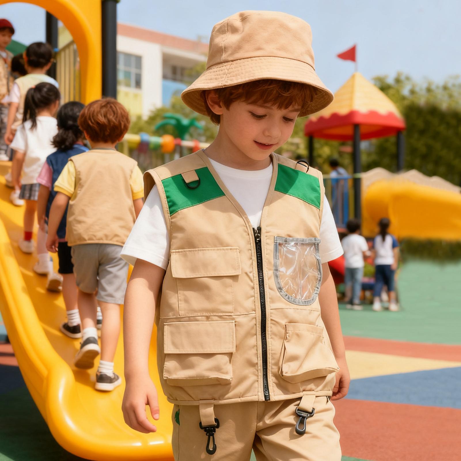 Kids Explorer hat and vest Cos - Outdoor Adventure Outfit 评论和价格