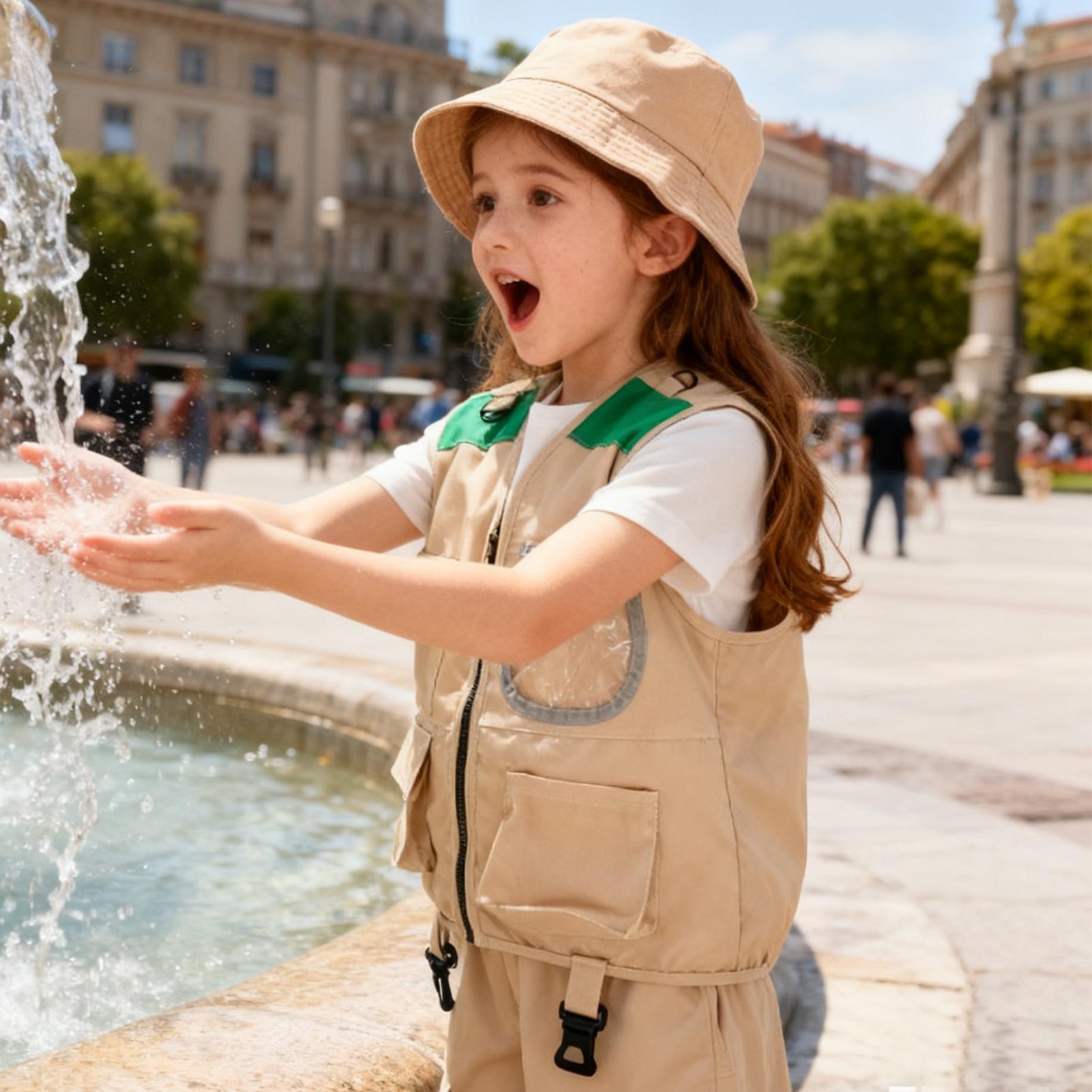 Kids Explorer hat and vest Cos - Outdoor Adventure Outfit 评论和价格