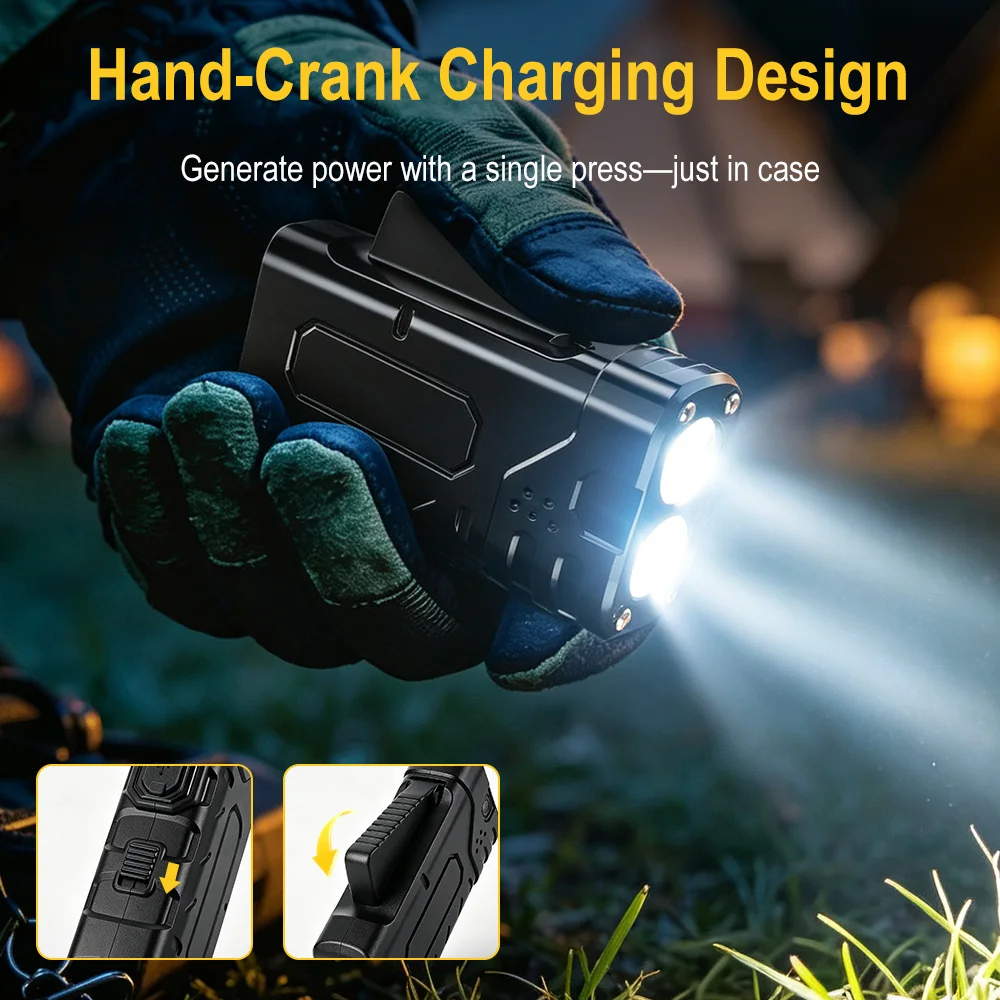 BORUIiT Hand Crank EDC LED Fla - Outdoor Adventure Camp 评论和价格